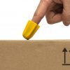 Nimble one-finger cutter opening a cardboard box