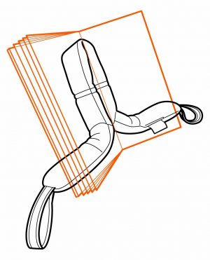 Drawing of the Trabasack Media Mount holding a book open