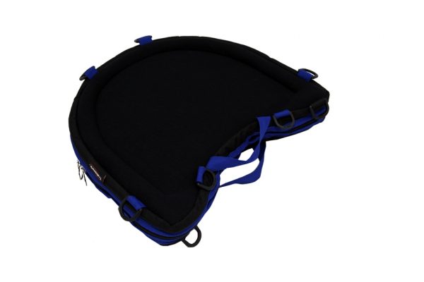 Trabasack Curve Connect wheelchair lap tray and bag with blue trim