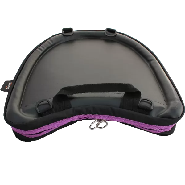 Trabasack Curve wheelchair lap tray and bag with purple trim