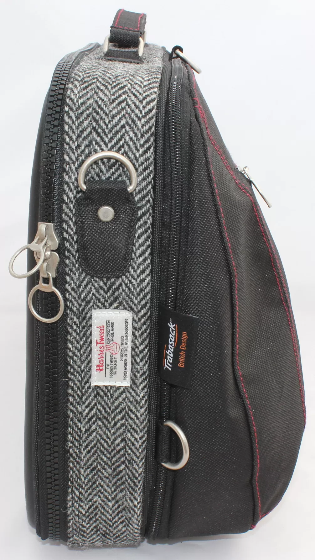 Trabasack Max expandable wheelchair bag tweed fabric on side