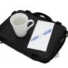 Trabasack Mini wheelchair lap tray and bag with pen, paper and mug on top