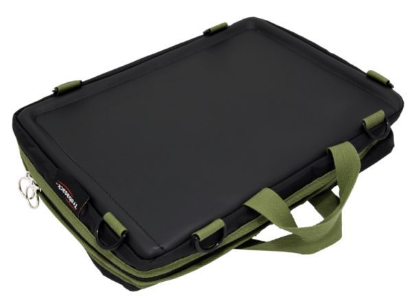 Trabasack Mini wheelchair lap tray and bag with green trim