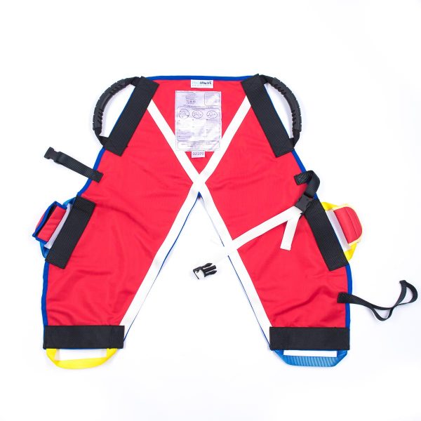 Red ProMove hoist sling for disabled children and young adults laid out
