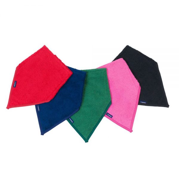 Seenin kerchief bibs for disabled child in red, navy, green, pink and navy