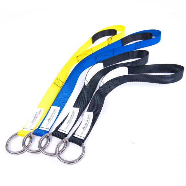 Set of four ProMove hoist sling straps in black, yellow and blue