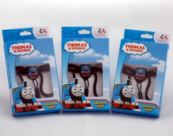 Thomas the Tank Engine shoe laces in their packaging