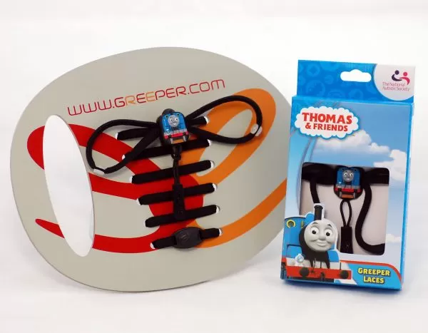 Thomas the Tank Engine shoe laces in their packaging