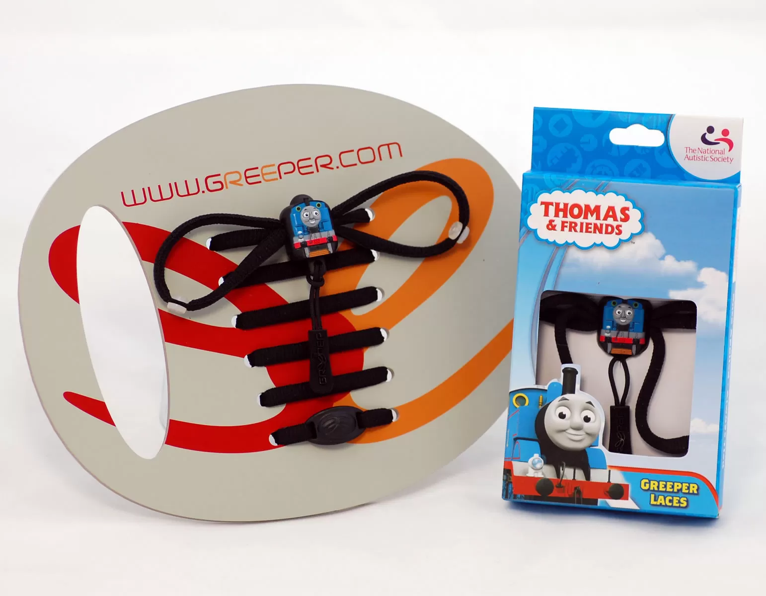 Thomas the Tank Engine shoe laces in their packaging