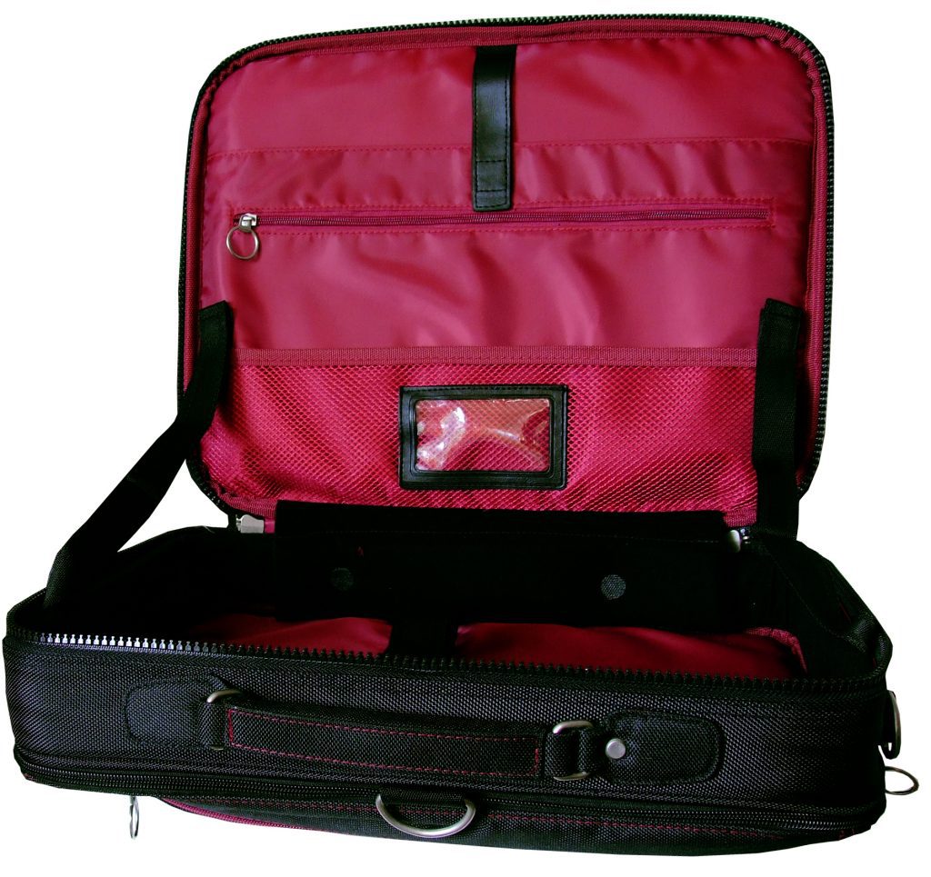 Trabasack Max wheelchair bag open with red inside