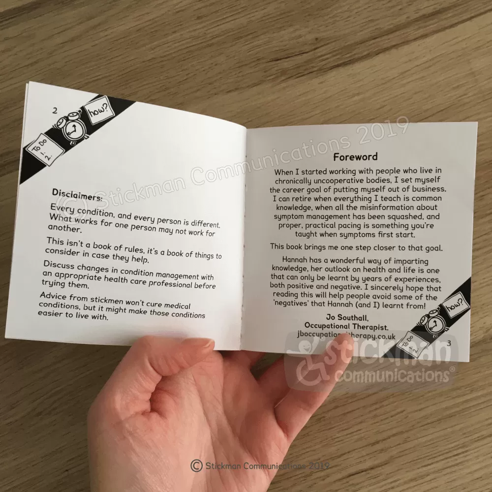 Image shows a hand holding open the Pocket Book of Pacing to show the Foreword inside