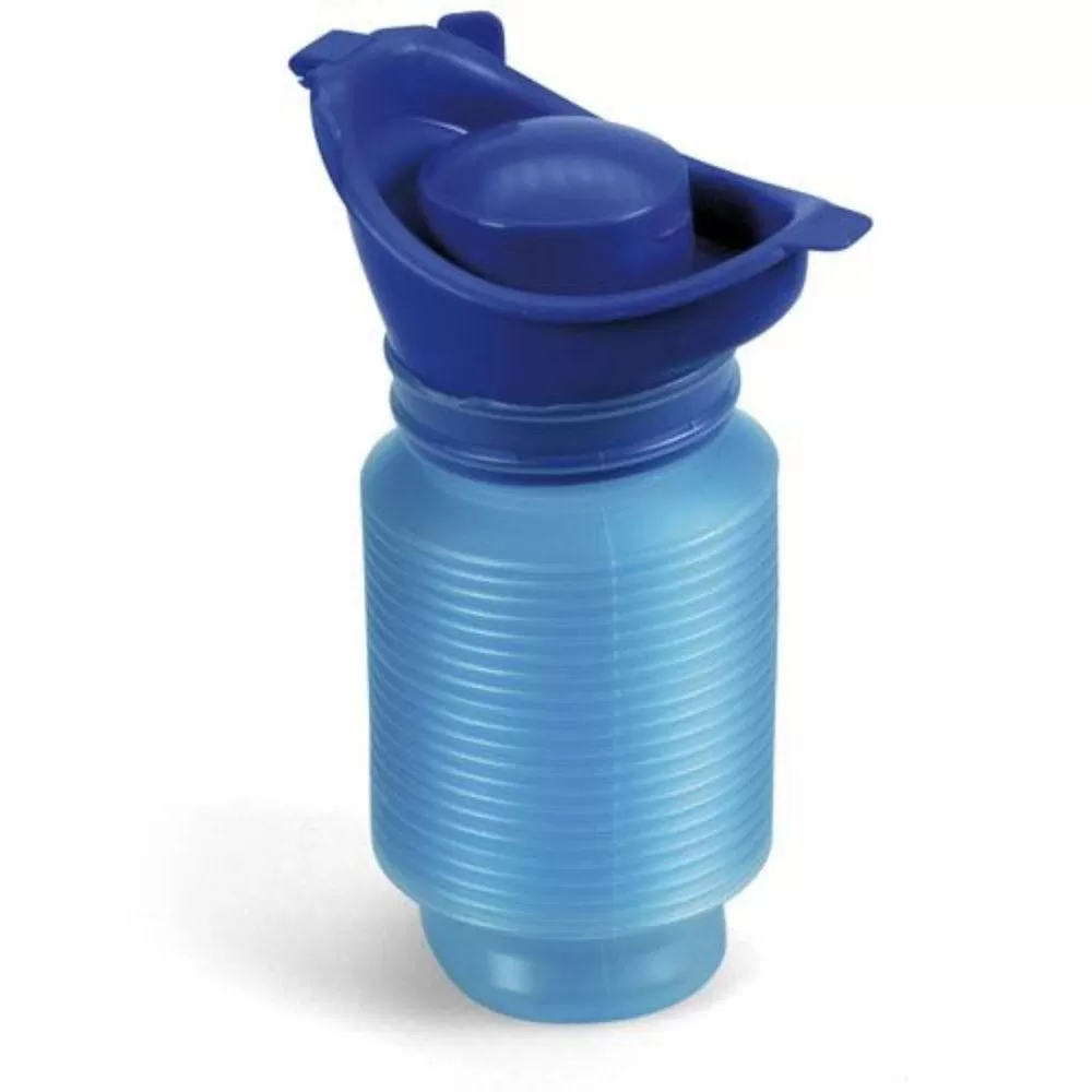 Image of the Uriwell in blue, closed and compact