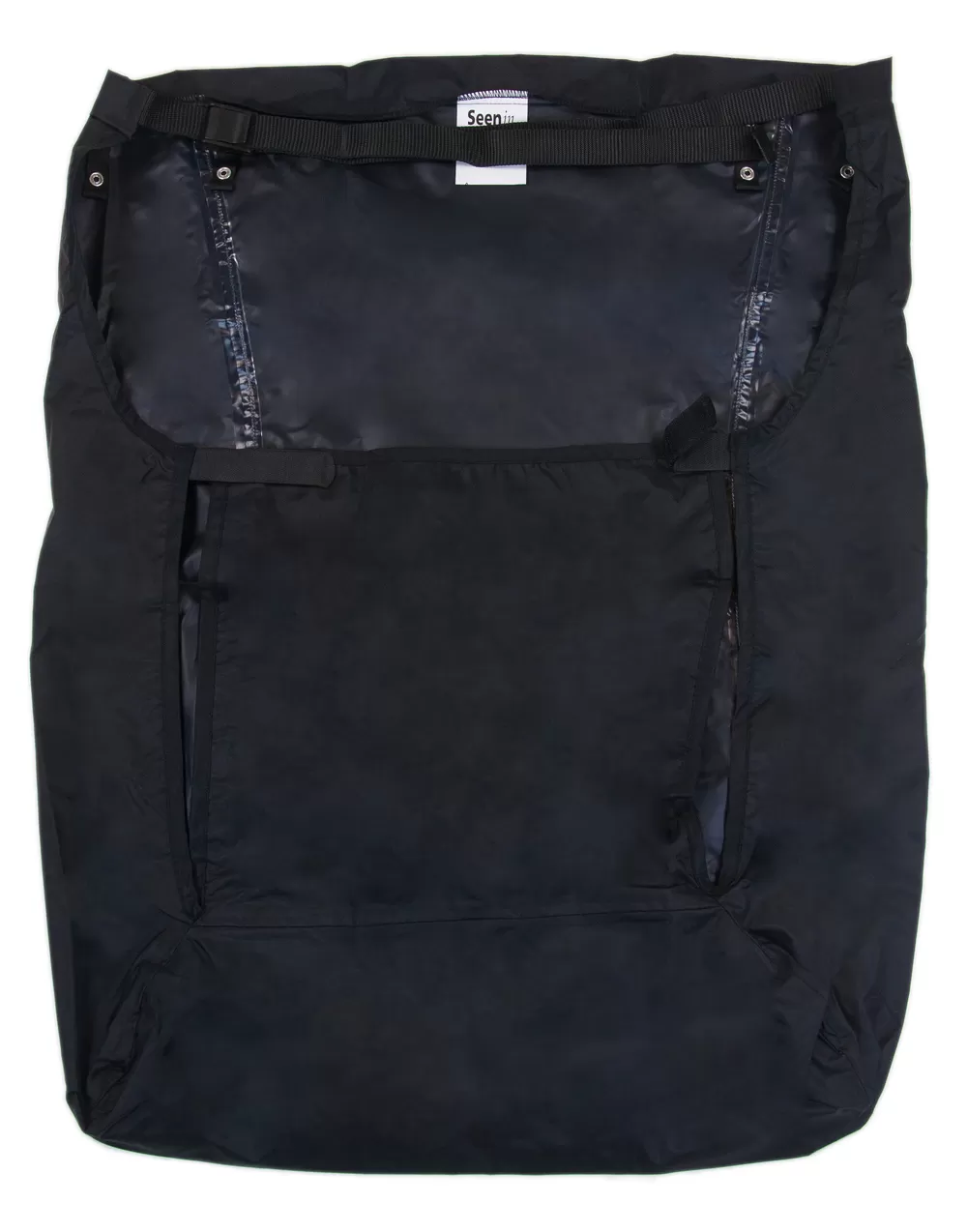 Back of black Seenin fleece wheelchair leg cover