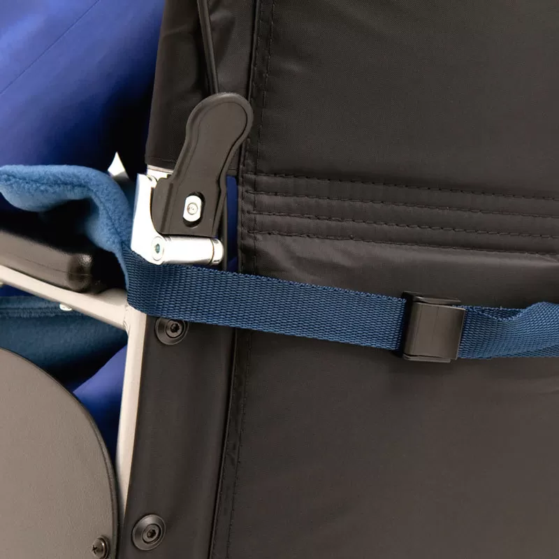 Straps on Seenin fleece wheelchair leg cover going around a wheelchair