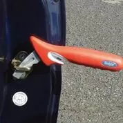 handy bar shown in the U-shape of a door recess to help someone who has difficulty with car transfers