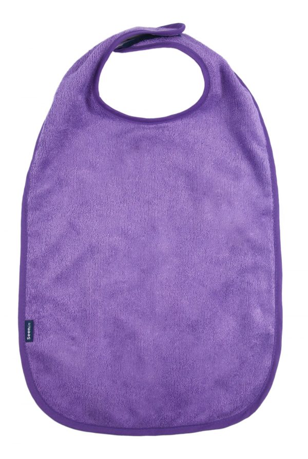 Seenin bamboo feeding apron for disabled adults in purple