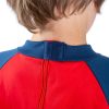 Hidden zip on the back of Seenin children's red and navy sleepsuit