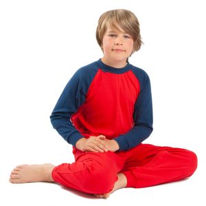 Seenin children's back-opening zip sleepsuit - navy and red