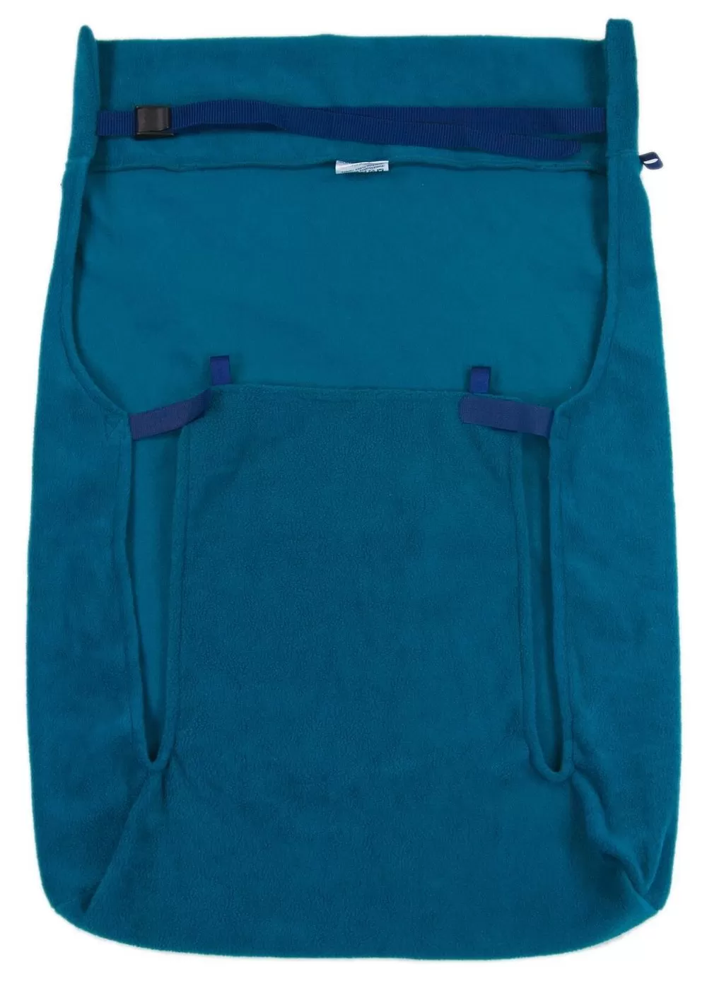 Back of teal Seenin fleece wheelchair leg cover