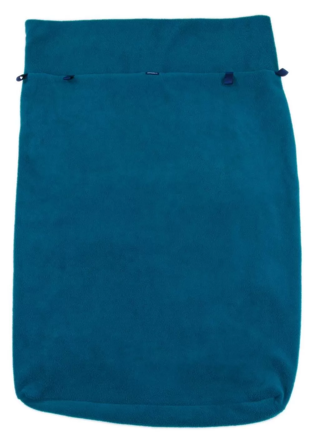Front of teal Seenin fleece wheelchair leg cover