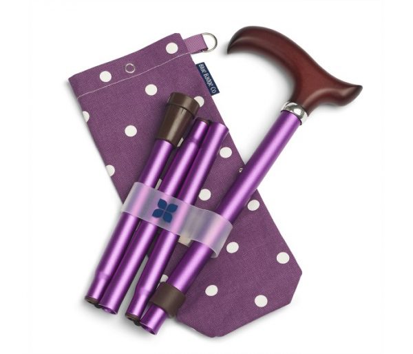 Purple Walking Stick and Spotty Bag
