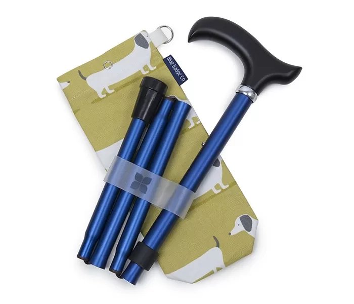 Navy Walking Stick and Sausage Dog Bag