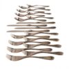 Image is a photograph of a Knork 20 piece cutlery/flatware set in a Antique Copper finish