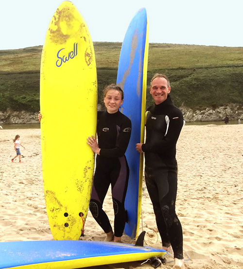 Paul Brown and daughter Bethany surfing 2017 V1