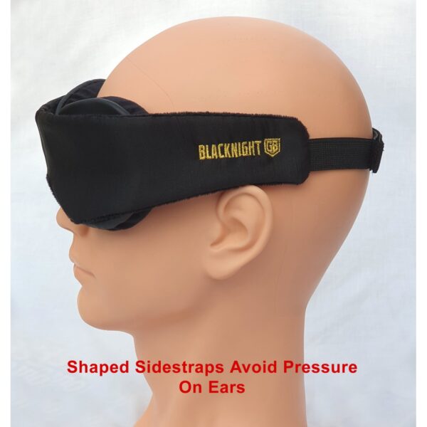 "shaped sidestraps avoid pressure on ears"
