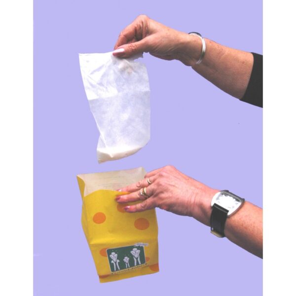 another image showing the sick bag itself with the gel in the bottom