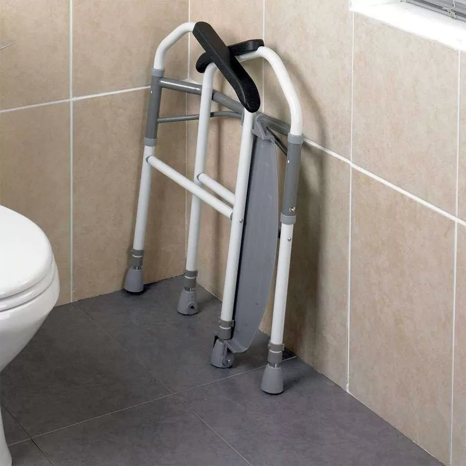 buckingham foldeasy folded and rested against the bathroom wall out of the way