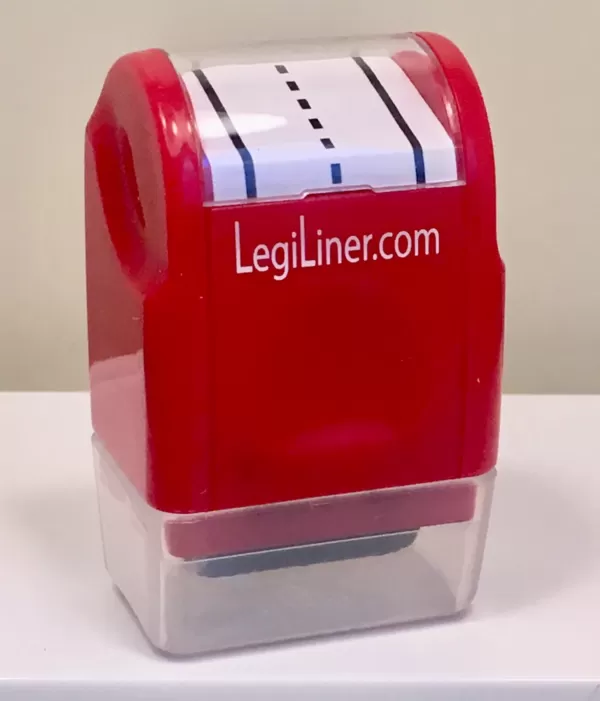 red legiliner sitting atop a desk.