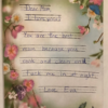 Image showing the yellow legi liner lines on some pretty flowe paper. "dear mum I love you!"