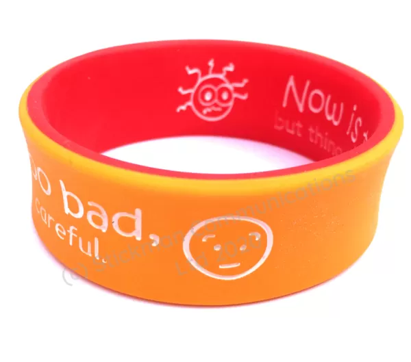 Stickman symptom wristband showing the "amber side"