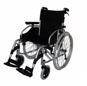 self propelled alluminum wheelchair on a white background