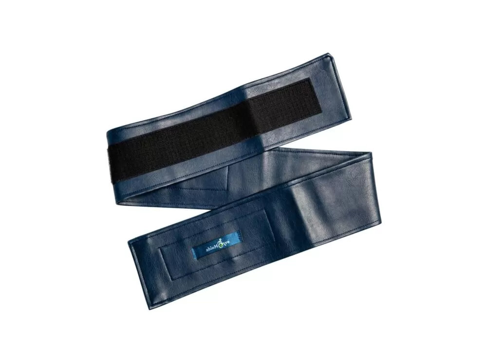 the ableStrap velcro strap for legs in blue, wheelchair accessories straps for legs