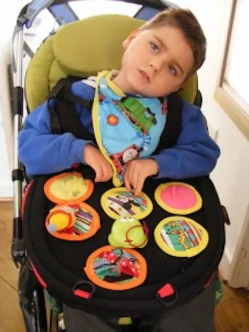 Sensory toys attached with rough velcro tape