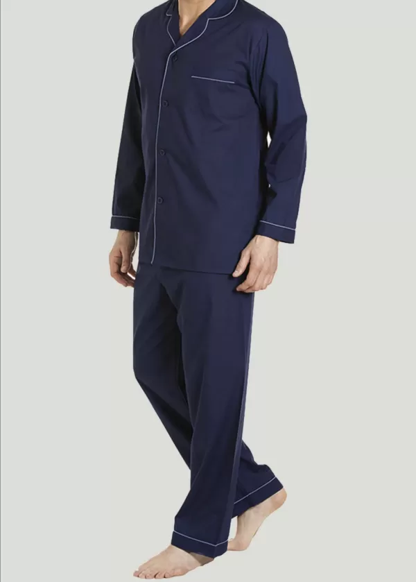 Men's Maxwell easy-care velcro fastening PJ set - Navy