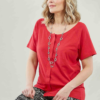 Women's Tabatha cotton short sleeve velcro adaptive tee - Hibiscus Red