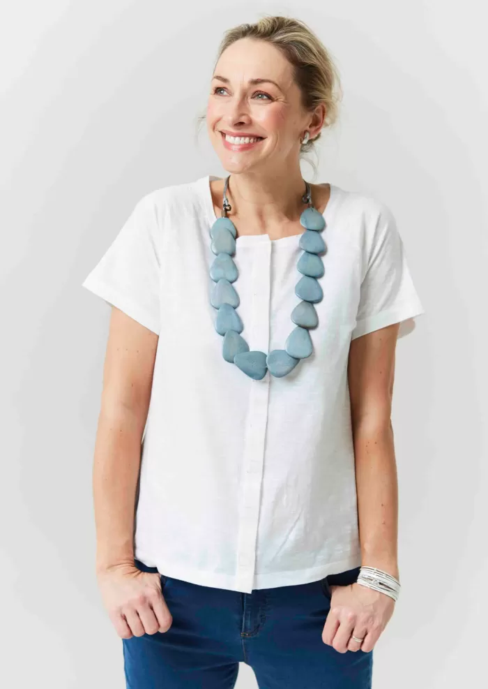 Women's tabatha cotton short sleeve velcro adaptive tee - White