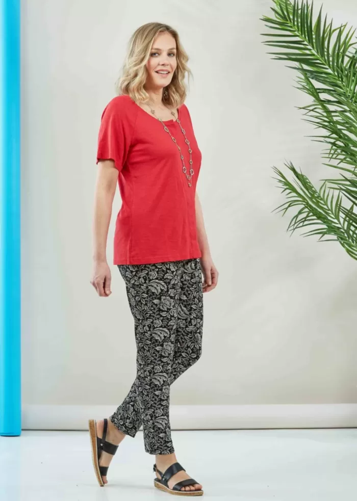 Women's Tabatha cotton short sleeve velcro adaptive tee - Hibiscus Red - Image 2