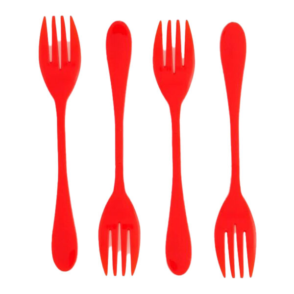 knork red plastic knife and fork in one