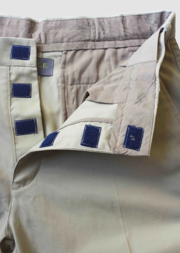 Velcro Fastenings on the stone chinos