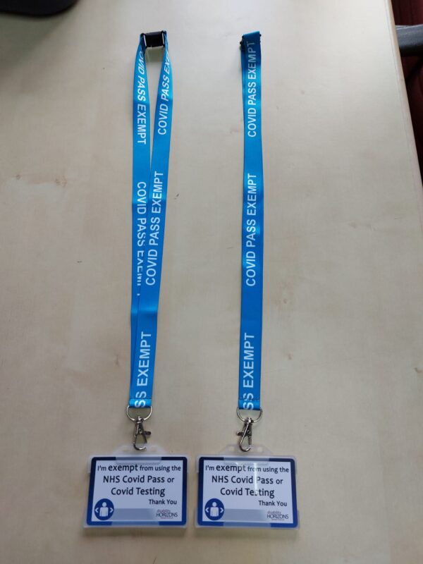 real photo of both side of the cards and lanyards