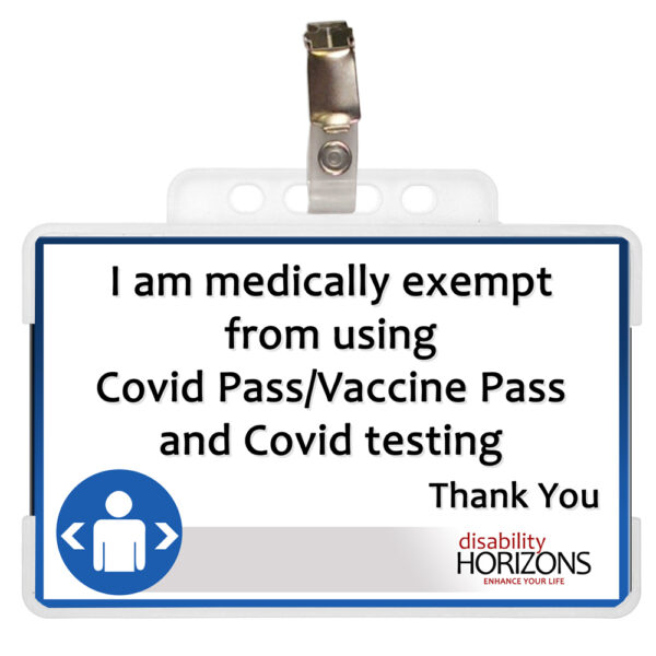 Covid pass exemption card side 2 "I am medically exempt from using Covid Pass / Vaccine pass and covid testing"