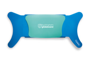 blue glide board with green seat