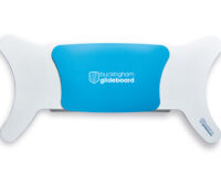 white Glideboard transfer board with a blue seat