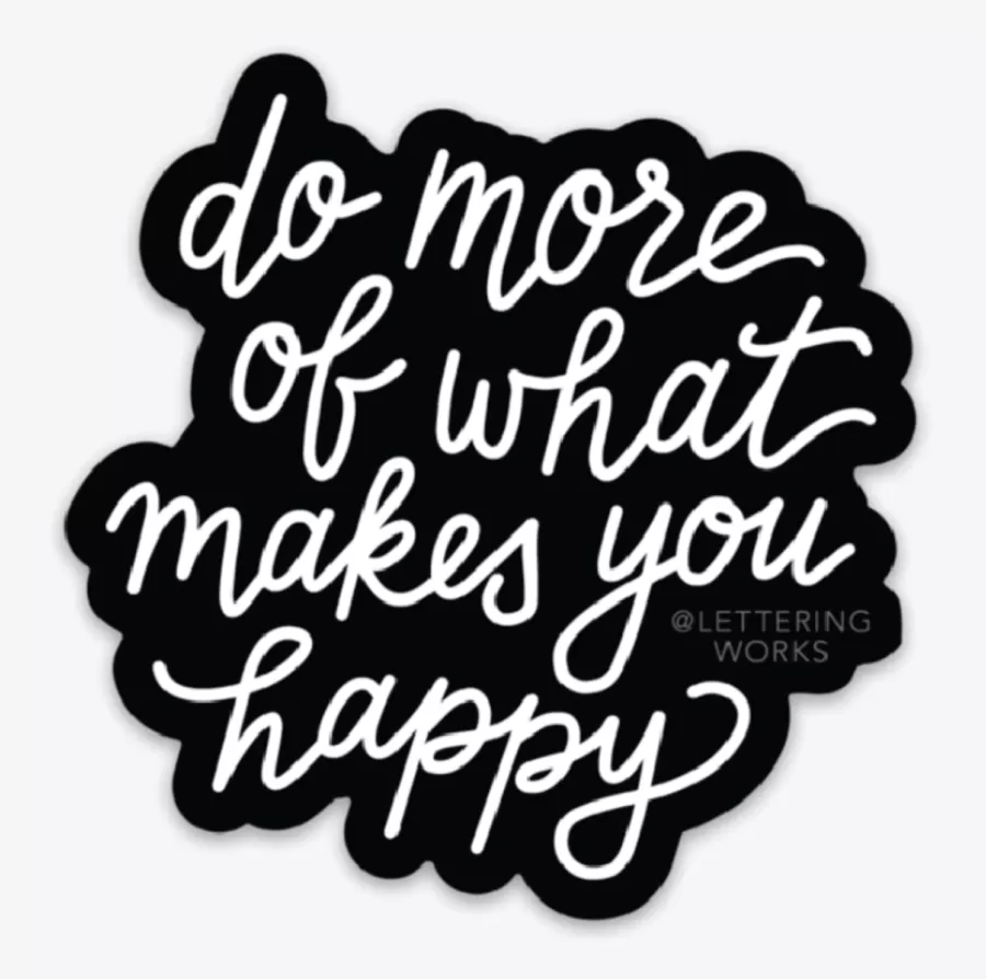 do what make you happy sticker. black cloud shape design white text