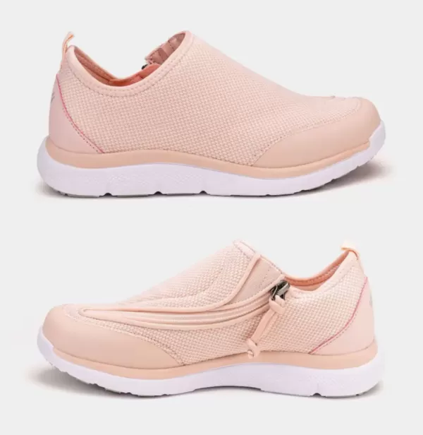 friendly force peach adaptive friendly shoes. left and right shot