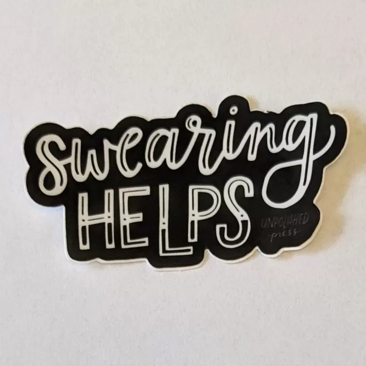 swearing helps sticker on white paper